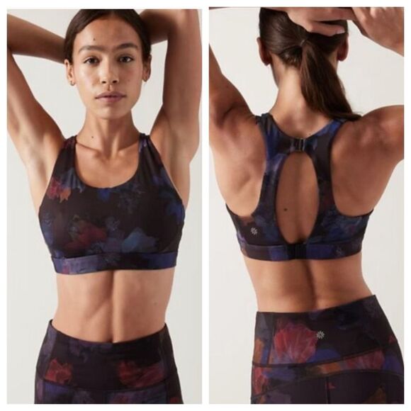 Athleta Ultimate Ease Bra Night Bloom Black Floral - Picture 1 of 12